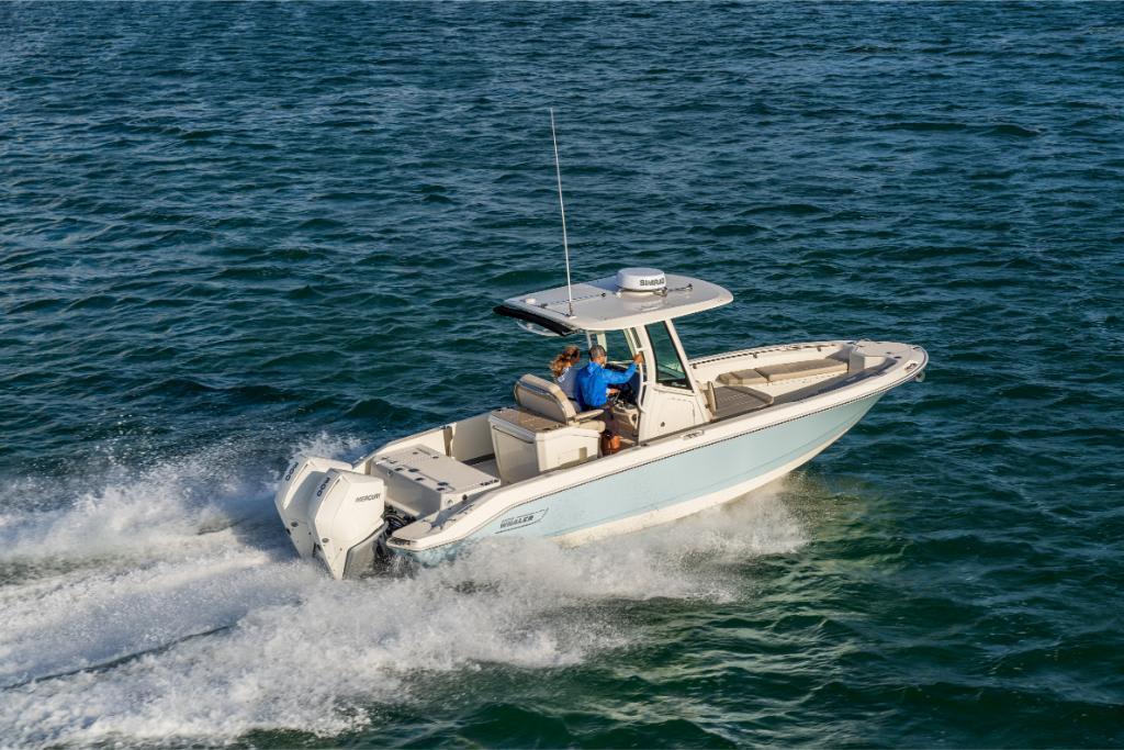 2024 Boston Whaler 280 Dauntless cruising on open water.