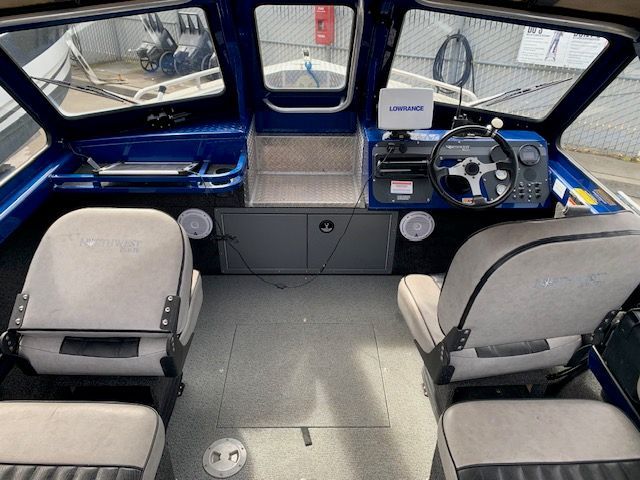 Interior of a 2013 Northwest Boats 196 Freedom with steering console.