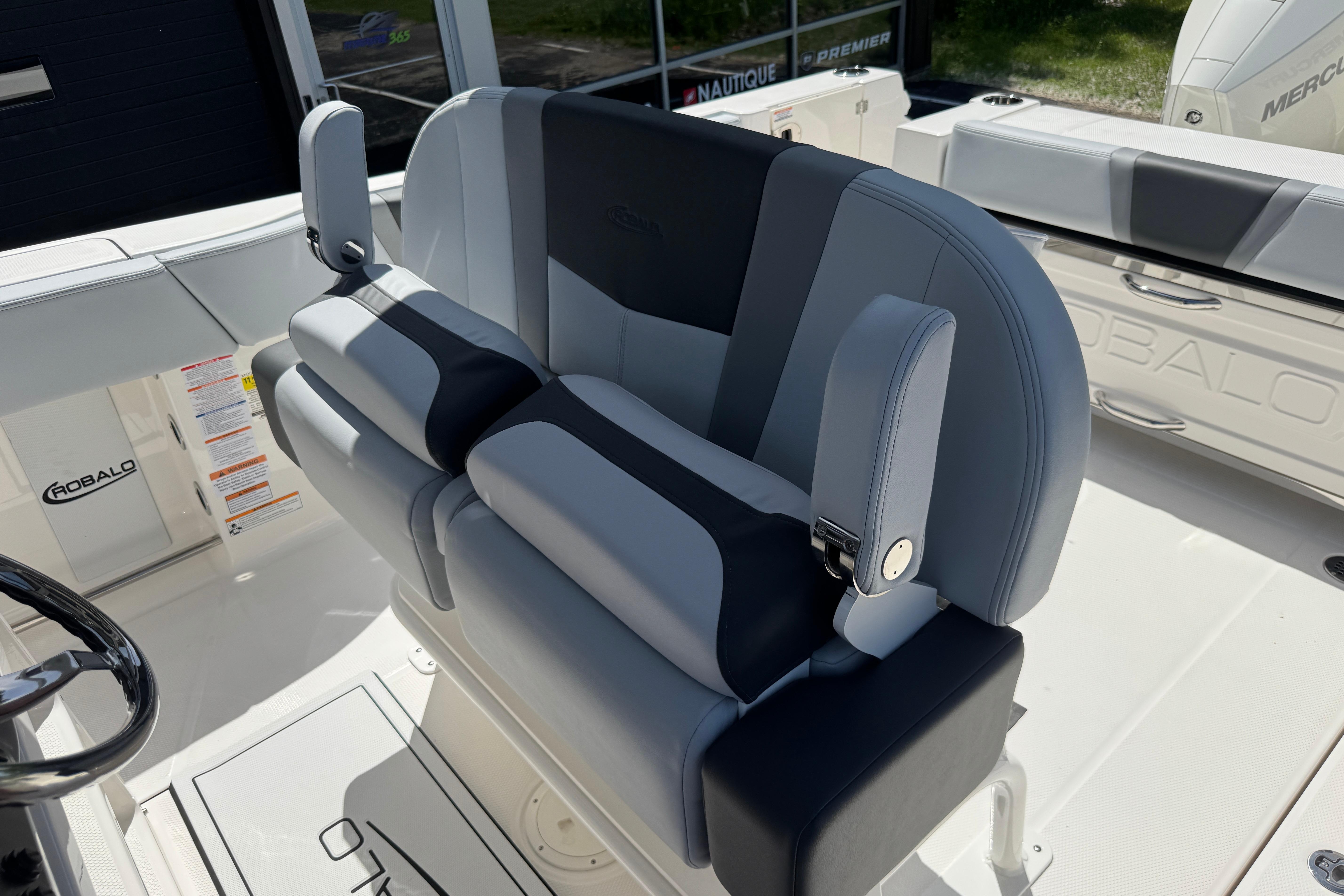 2026 Robalo R250 Center Console boat interior with stylish seating and modern design.