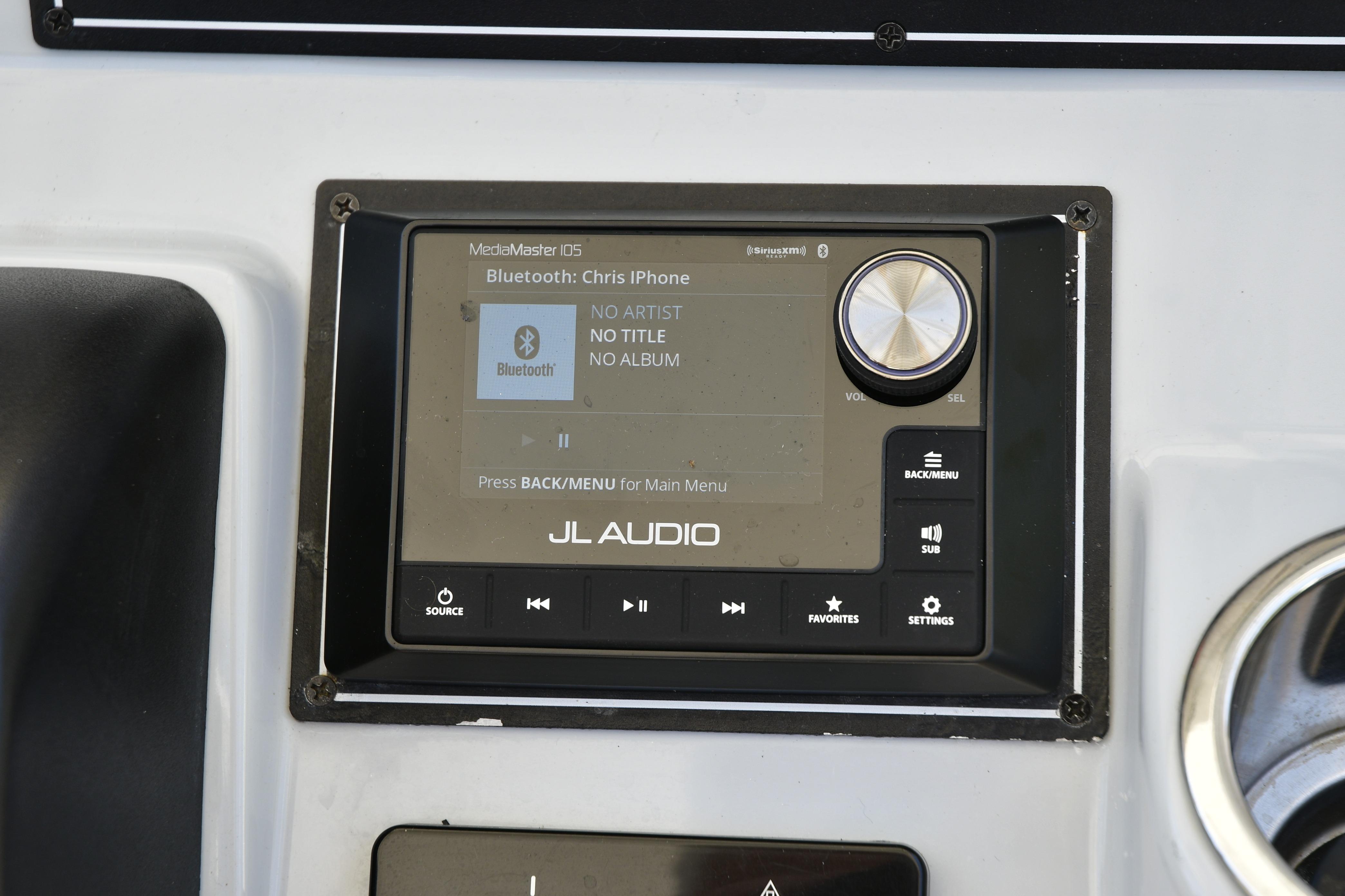 JL Audio MediaMaster 105 on 2020 Pursuit C 238 Center Console boat dashboard.