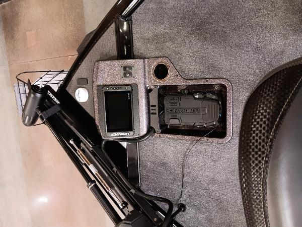 2025 Ranger ALPHA 208 boat dashboard with Lowrance electronics and control panel.