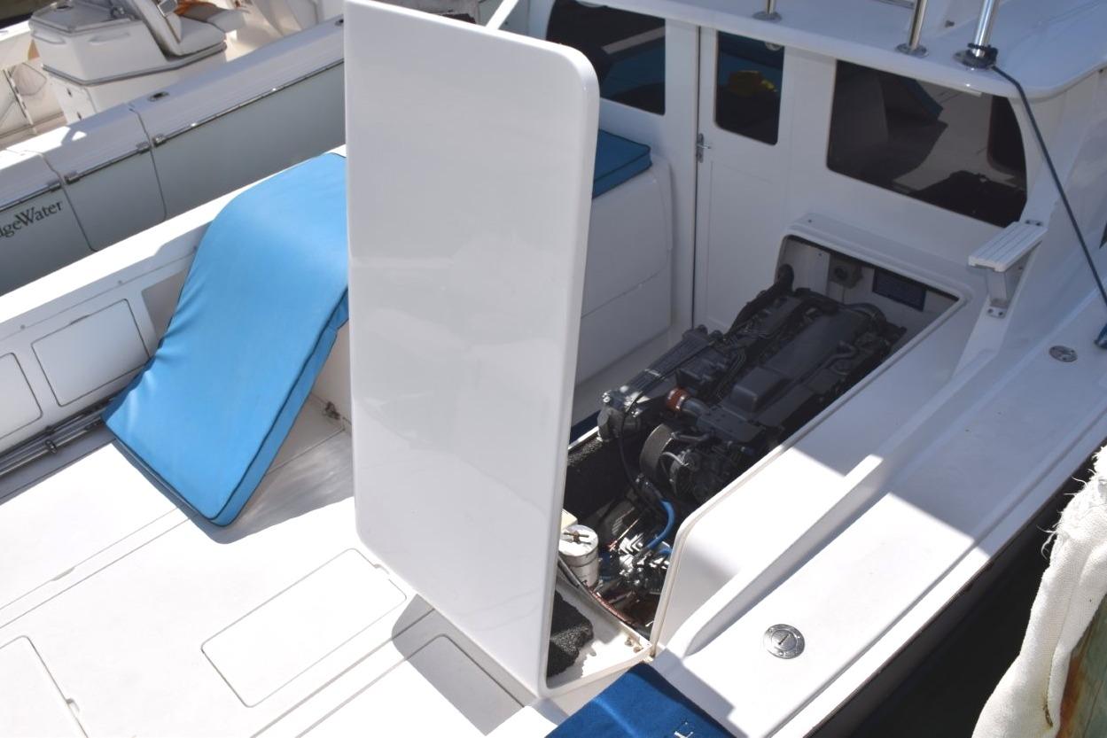 Engine hatches hinged aft when open