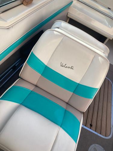 Regal Valanti 200 seat upholstery, cream and turquoise, 1992 model.
