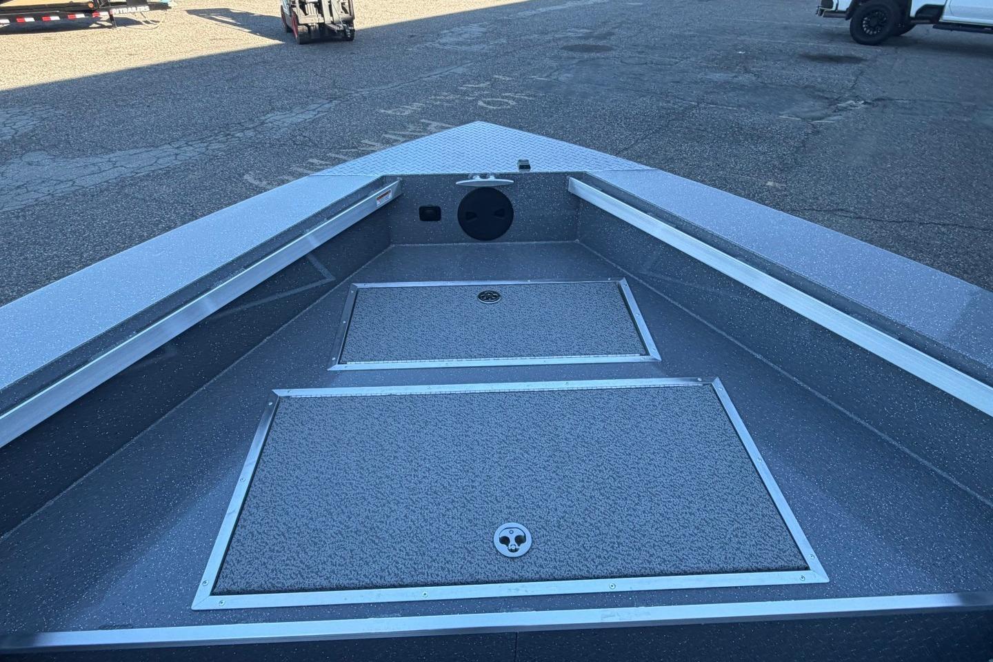 2026 Thunder Jet 209 Rush OT boat interior with storage compartments.