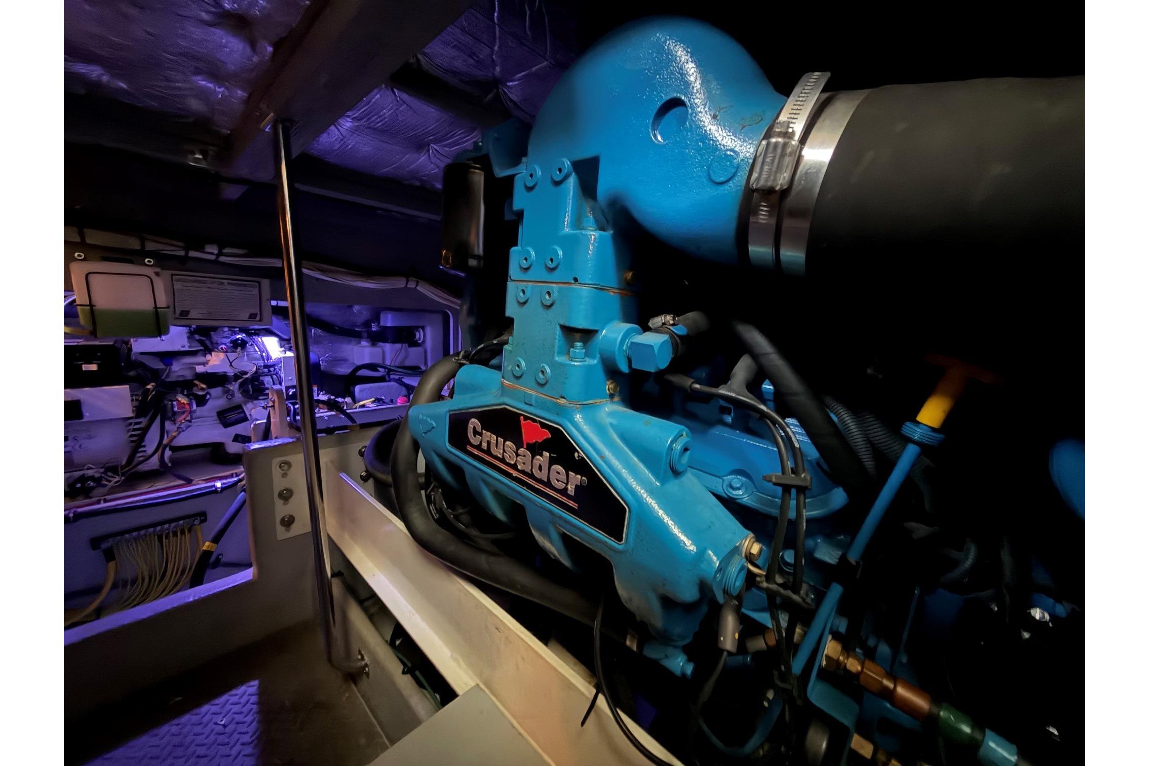 Engine room of 2004 Silverton 39 Motor Yacht with Crusader engine.