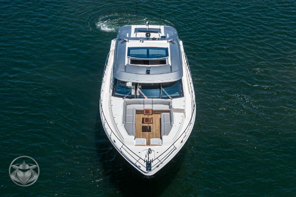 2025 Riviera 645 SUV luxury yacht on open water.