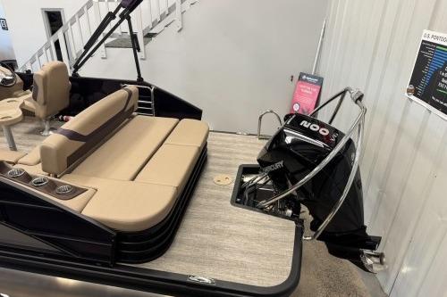 2026 Bennington 22SXSB pontoon boat with Mercury outboard motor, featuring spacious seating and modern design.