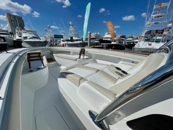 2025 Mag Bay 43 Center Console boat at a marina with other yachts.