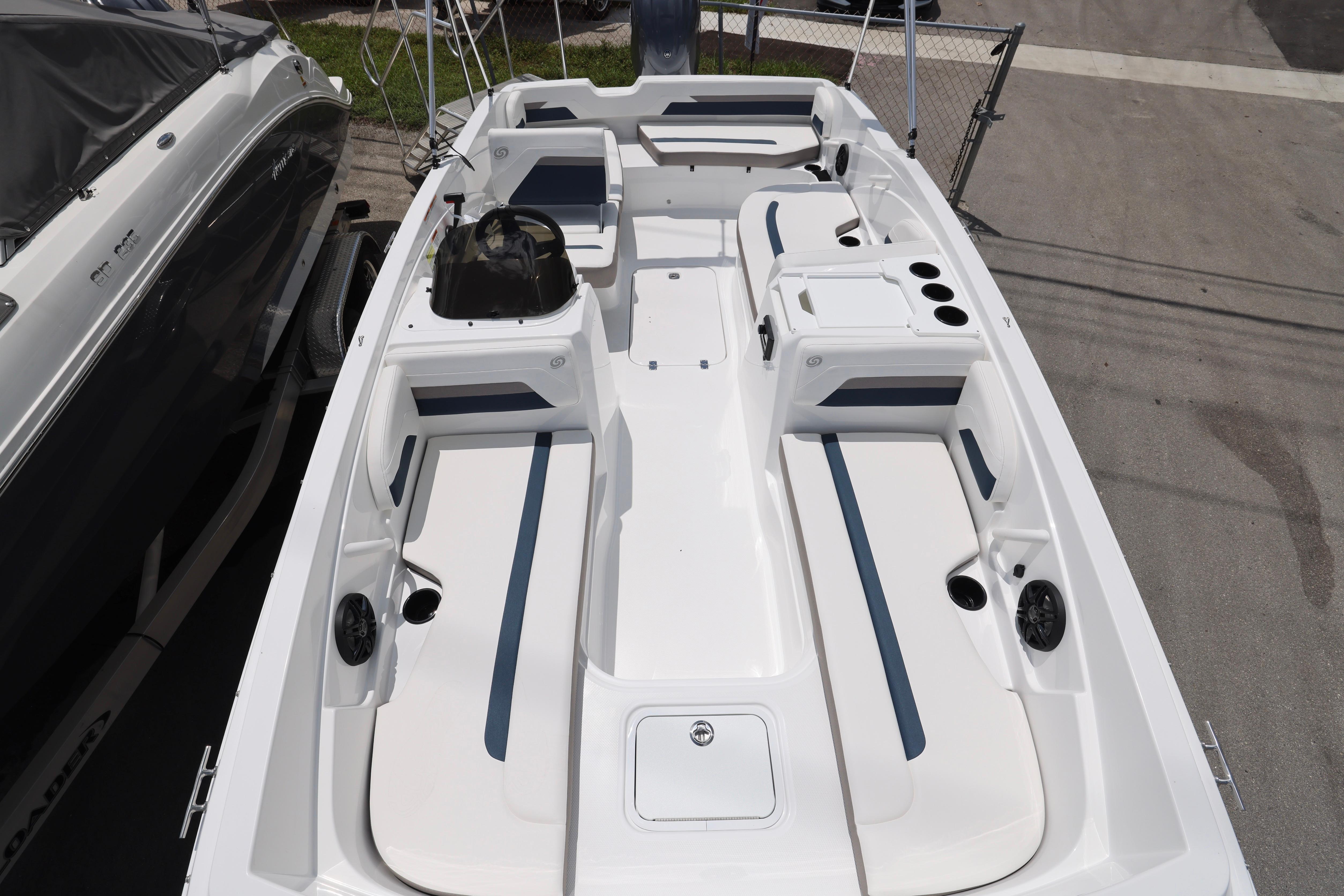 2026 Hurricane SunDeck Sport 205 OB boat interior with spacious seating and modern design.