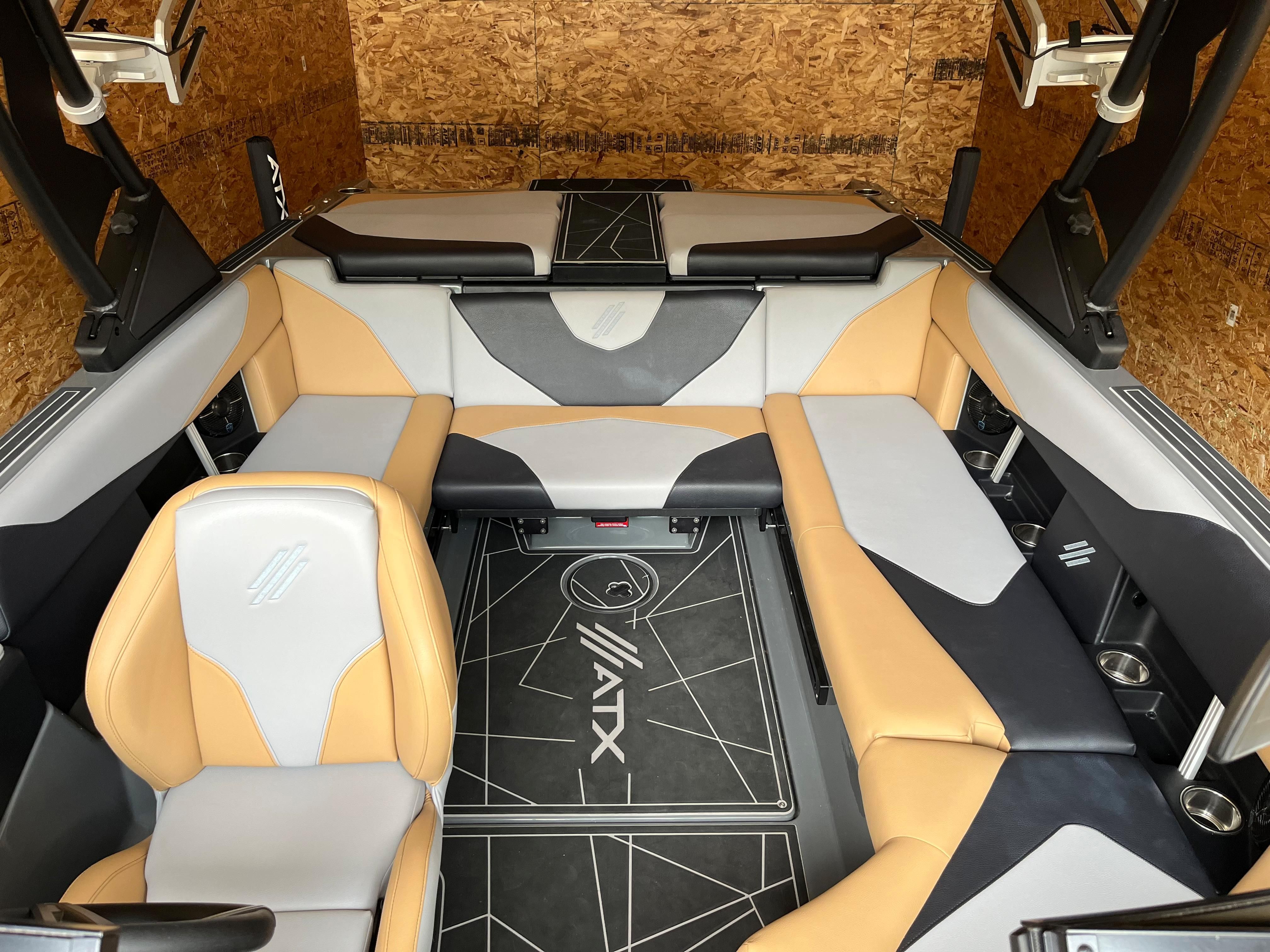 Interior of a 2022 ATX Surf Boats 22 Type-S with stylish seating.