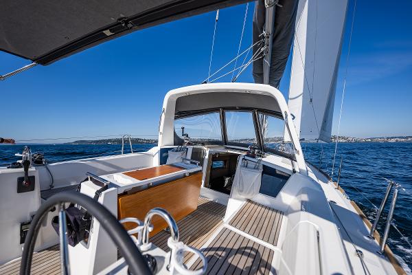 Beneteau Oceanis 38.1 sailboat on open sea, year 2021.
