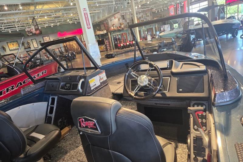 Interior view of 2026 Ranger VX1788 WT boat in showroom setting.