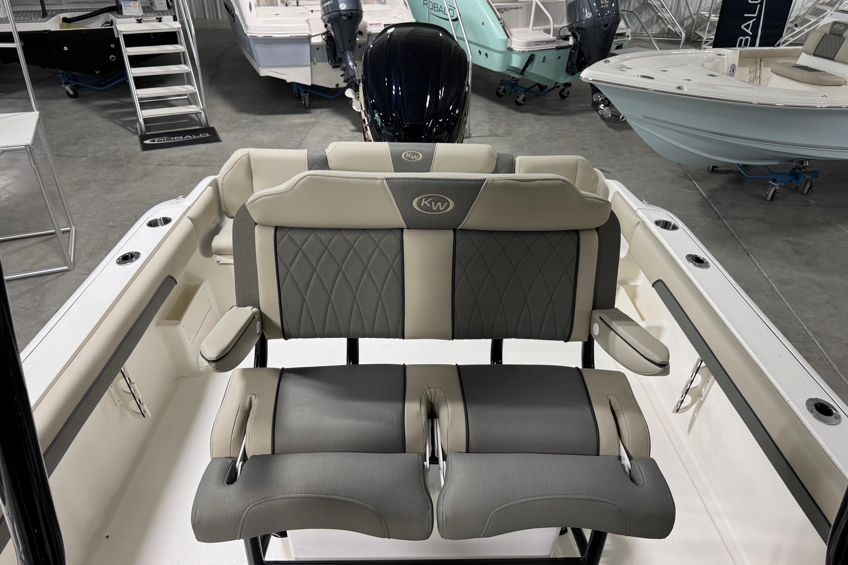 2026 Key West 239 FS boat interior with stylish seating and modern design.