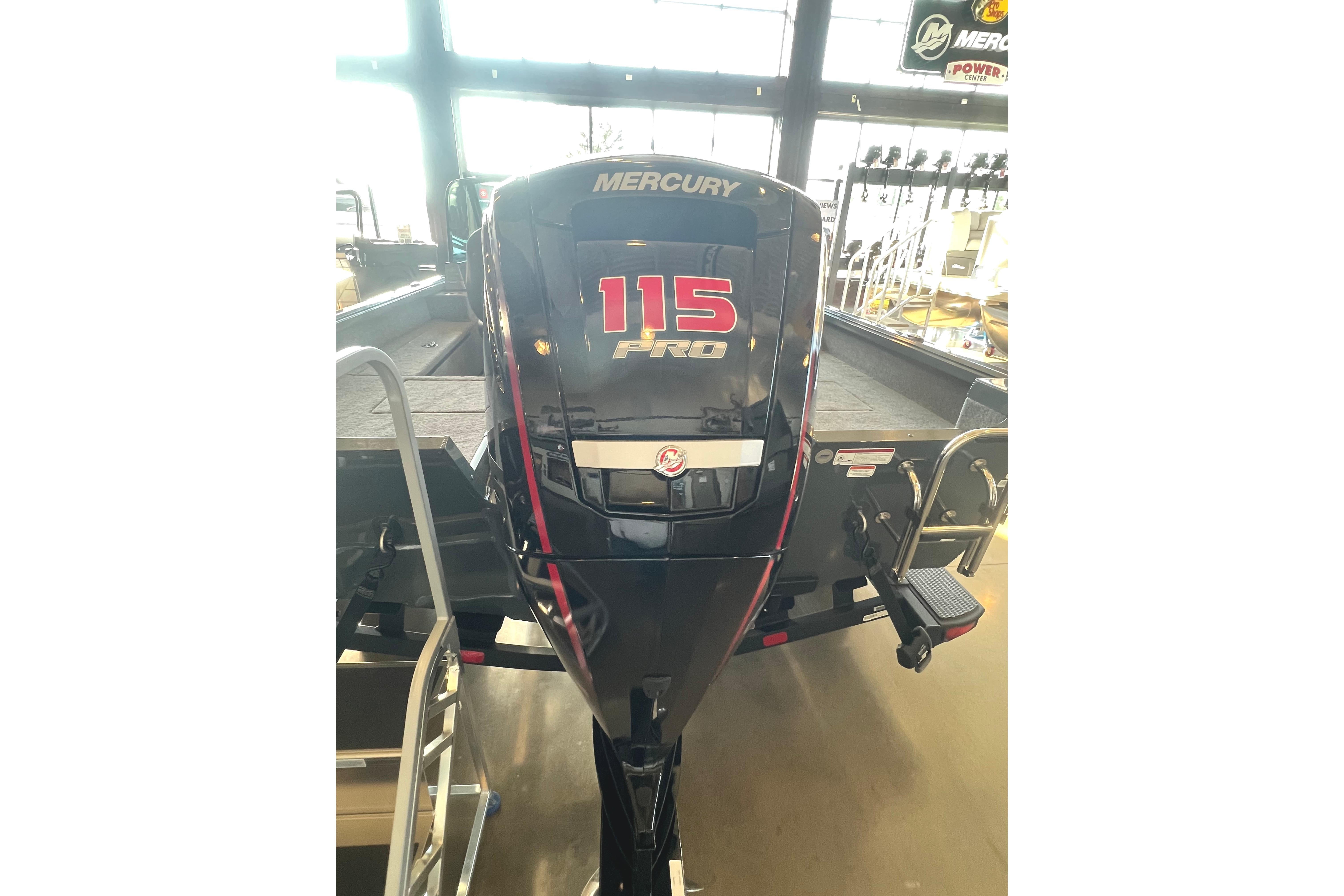 2024 Ranger VS1682SC Angler with Mercury 115 Pro outboard motor in showroom.