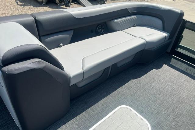 Luxurious seating on 2026 Godfrey Sweetwater 2286 SBC pontoon boat.