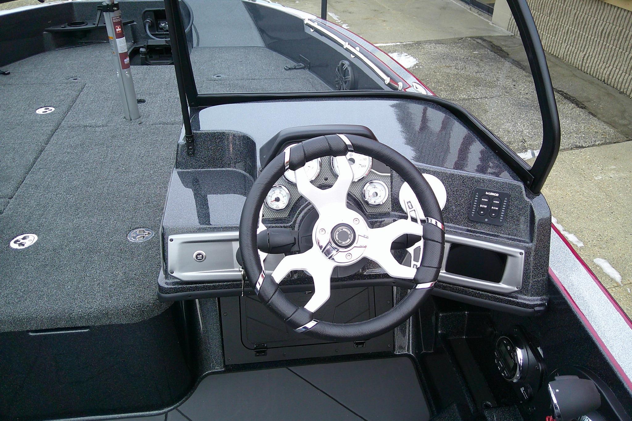 Steering console of 2026 Nitro ZV20 Pro boat with modern design and controls.