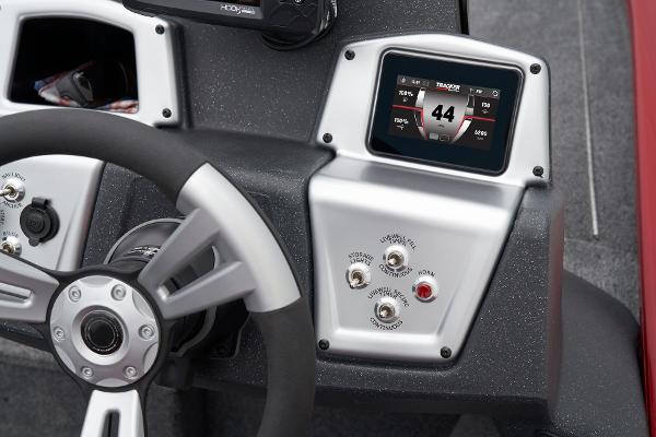 Manufacturer Provided Image: 2025 Tracker Pro Team 195 Tournament Edition dashboard with steering wheel and digital display.