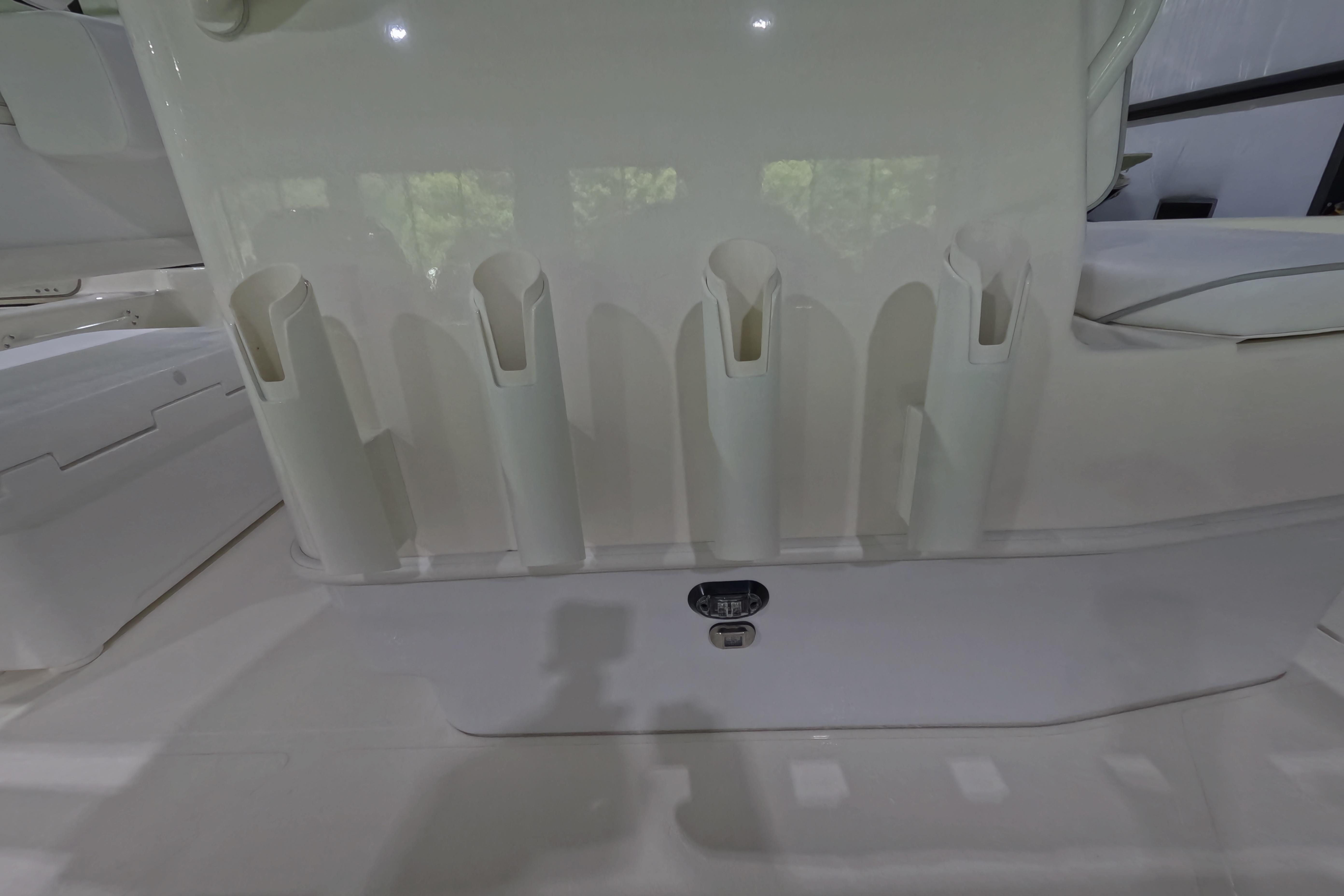 Rod holders on a 2026 Skeeter SX221 boat, showcasing sleek design and functionality.