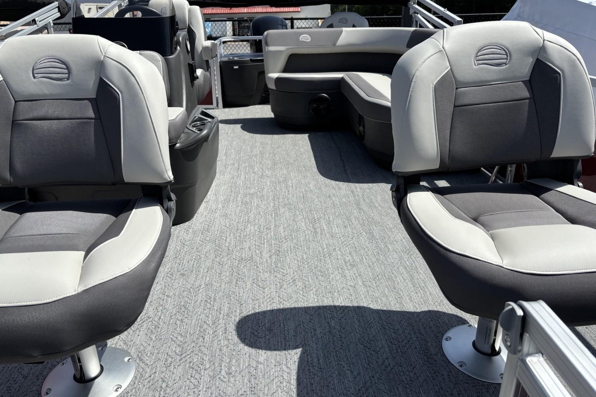 2026 Sun Tracker Bass Buggy 18 DLX interior with comfortable seating and modern design.