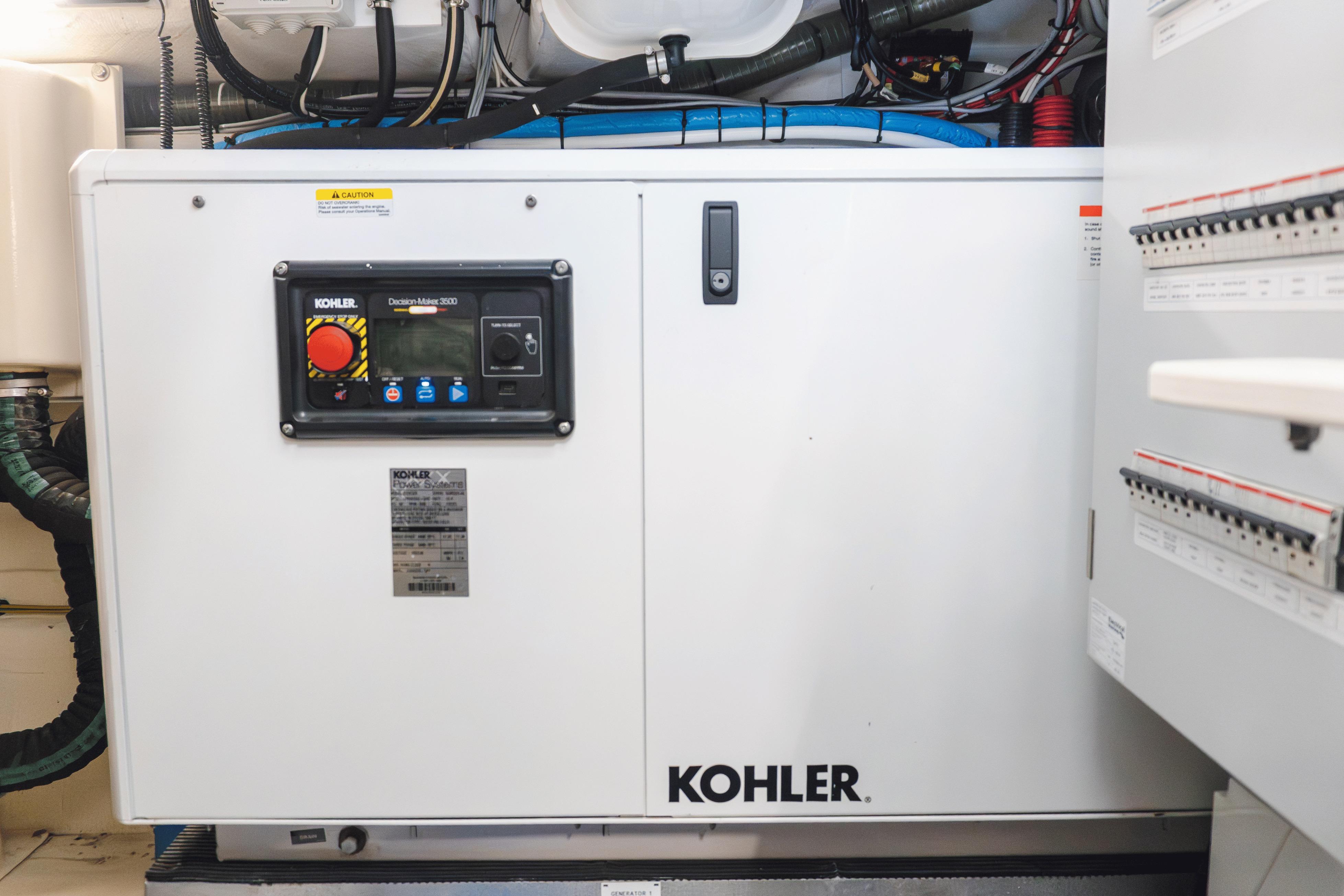 Kohler generator in Azimut 60 yacht engine room, 2020 model.
