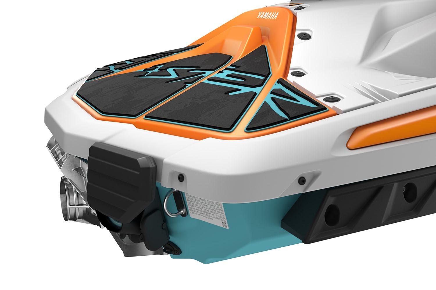 Manufacturer Provided Image: 2026 Yamaha WaveRunner JetBlaster LTD, vibrant design, rear view, orange and teal accents.