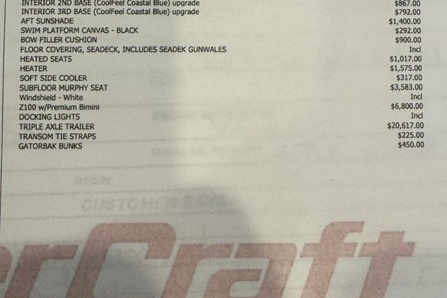 Price list for 2026 MasterCraft XStar 25 boat upgrades and accessories.
