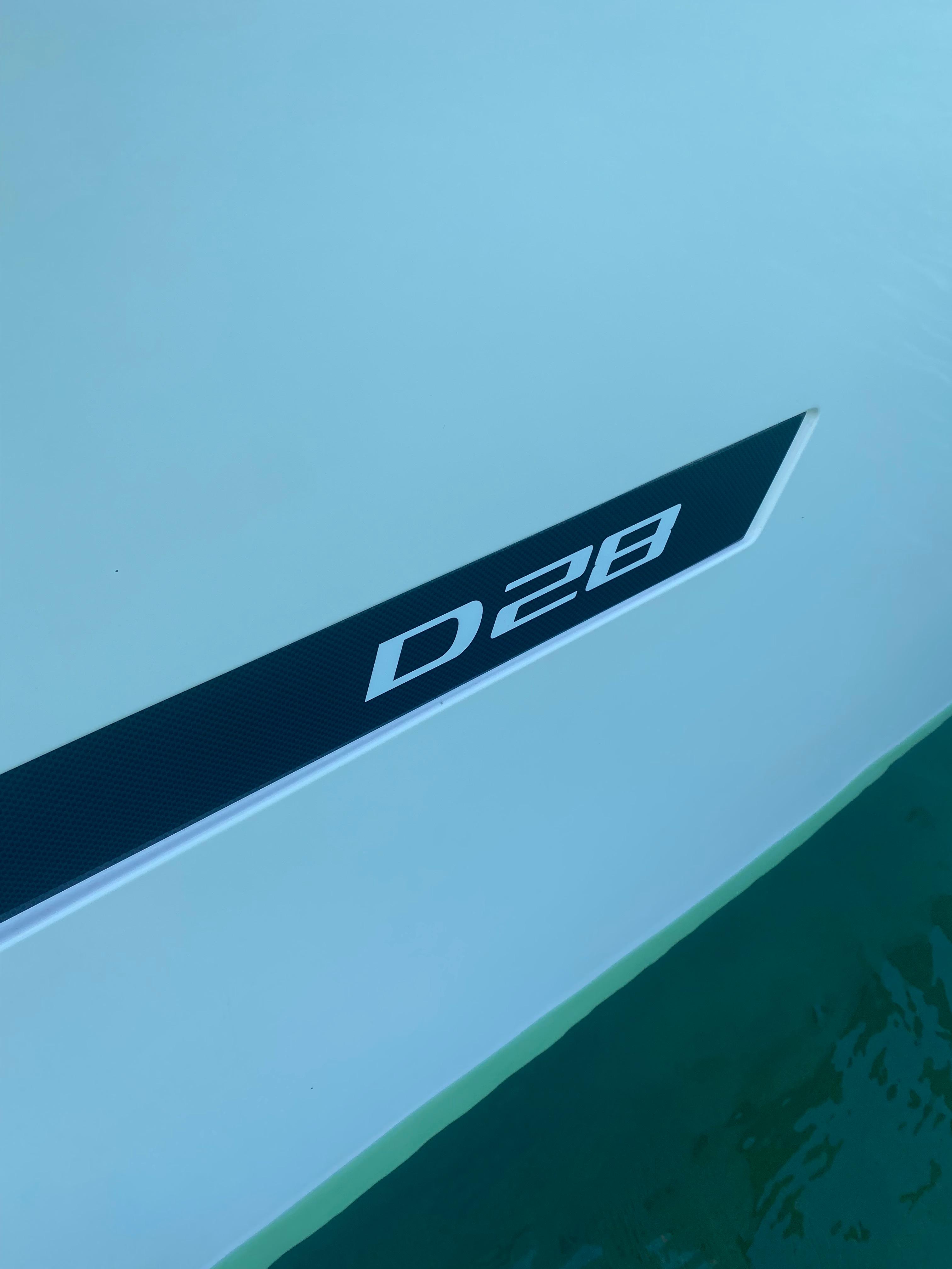 De Antonio Yachts D 28 2020 model boat hull close-up.