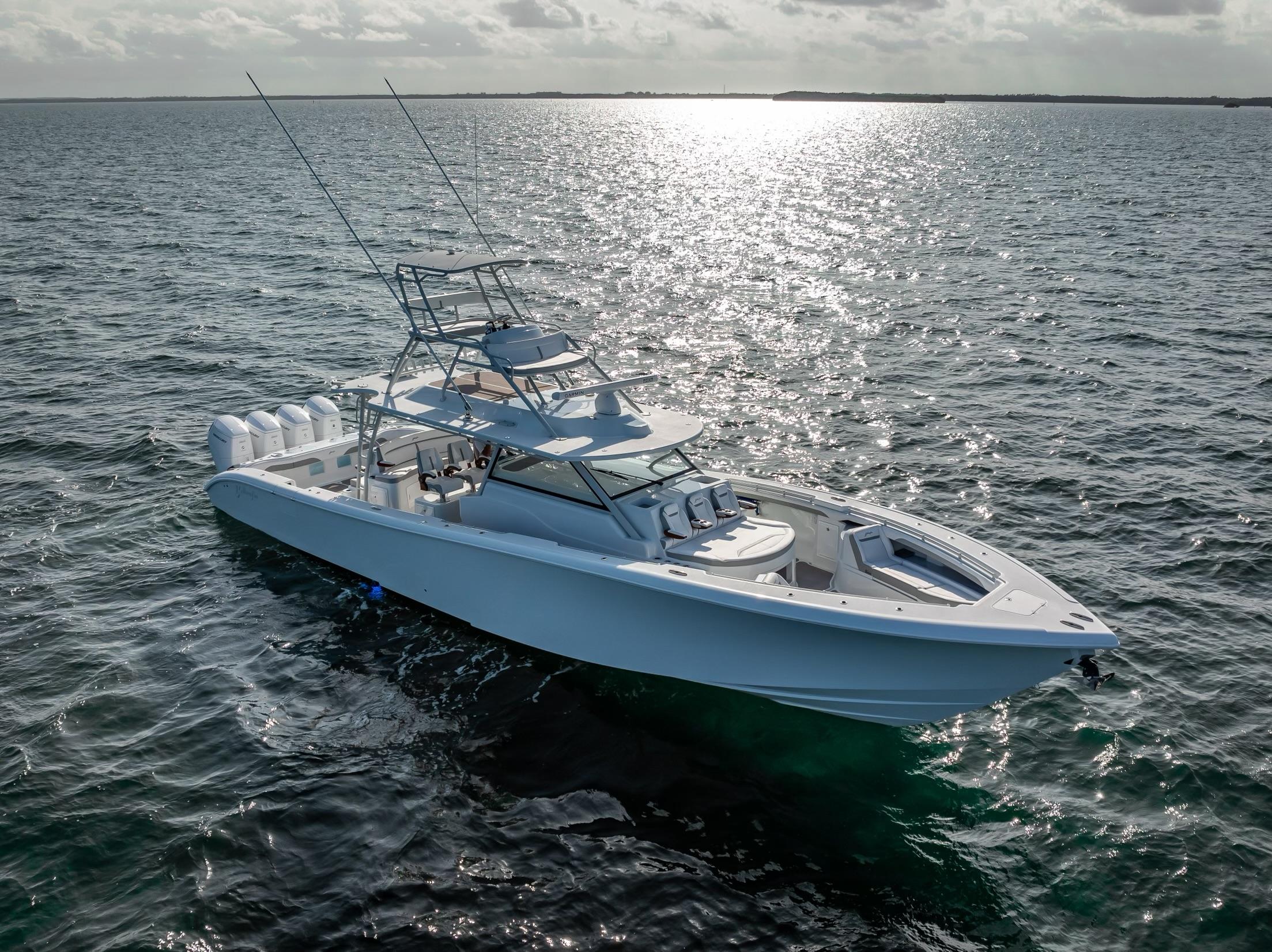 2023 Yellowfin 54 boat cruising on open water.