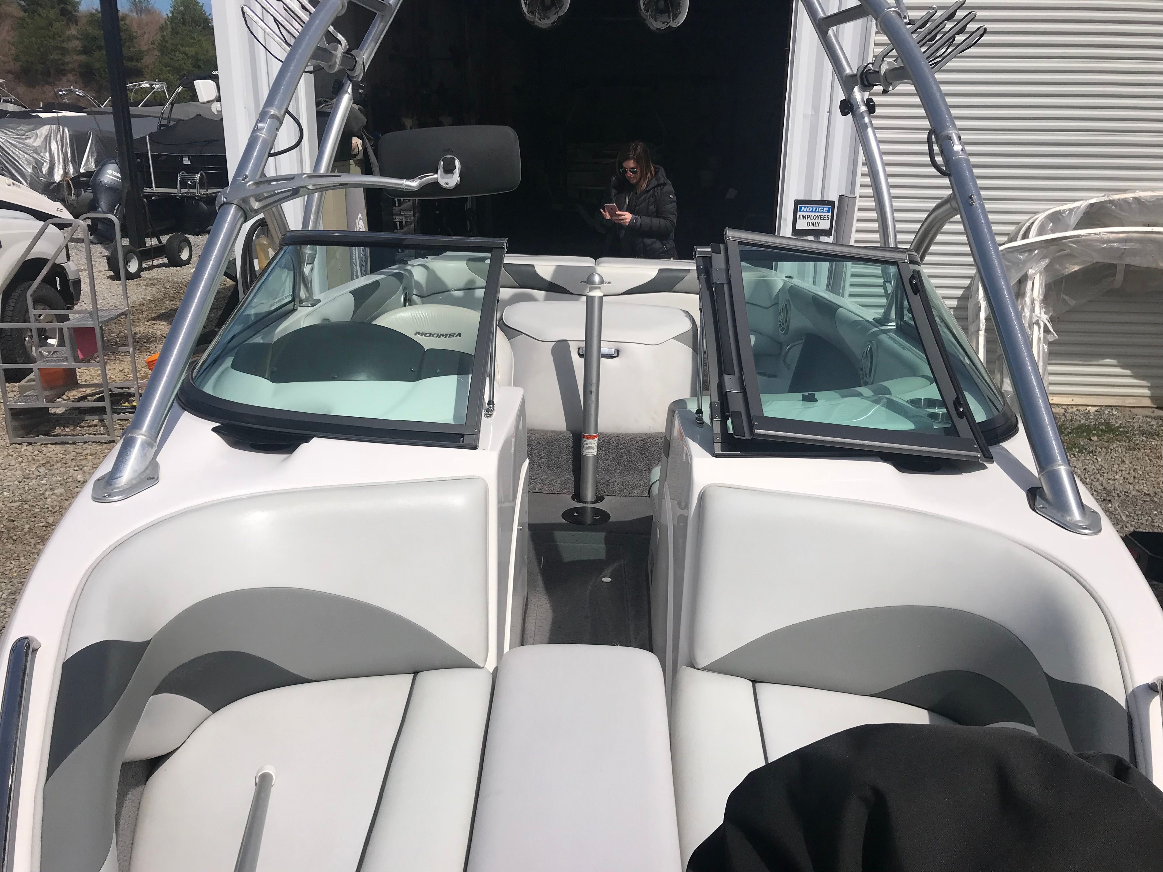 Interior view of a 2008 Moomba Mobius LS boat outdoors.