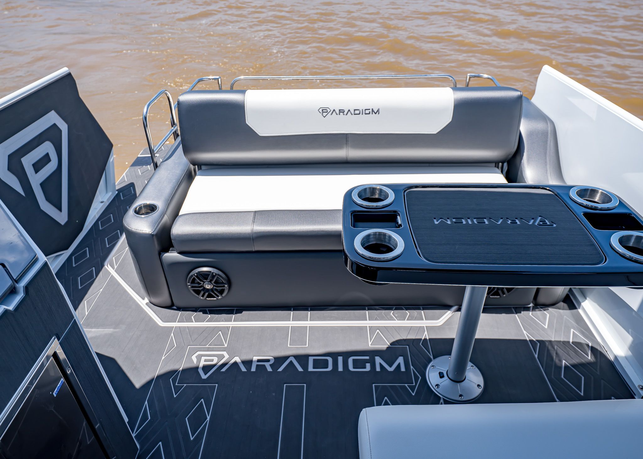 Interior of Paradigm 266 SL SURF boat, modern design, 2025 model.