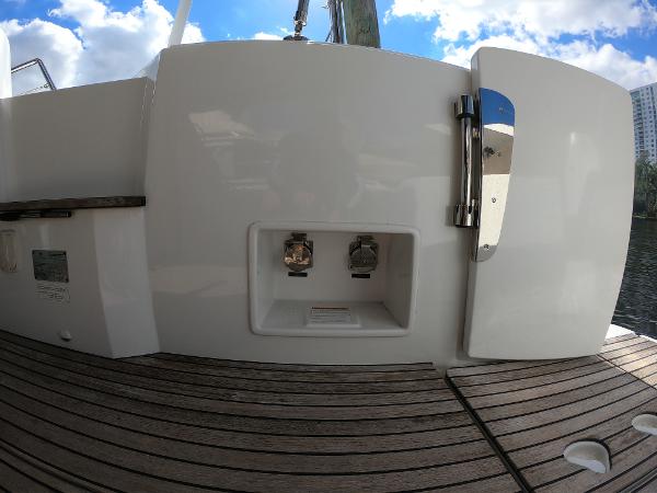 2017 Jeanneau NC 11 boat deck with utility connections.