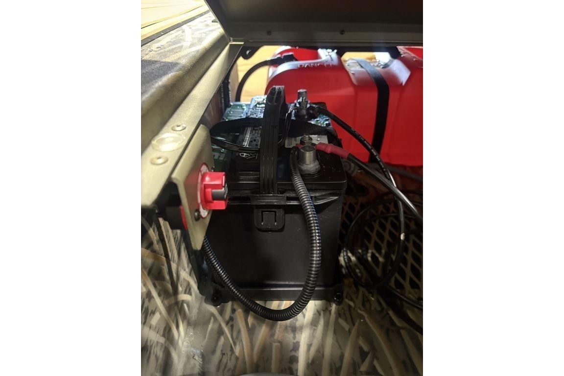 Battery compartment of 2026 Tracker Grizzly 1650 T Prairie Wings Edition boat.