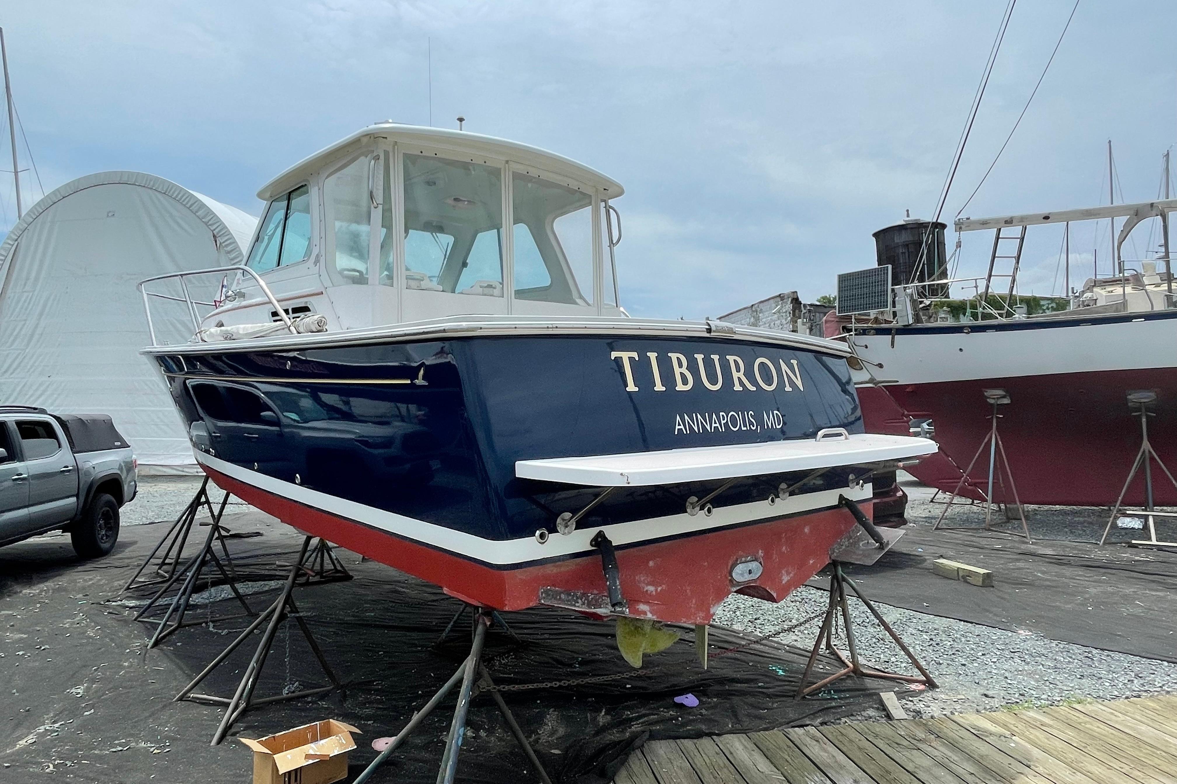 2007 Back Cove 29 boat named Tiburon in Annapolis, MD, on dry dock.