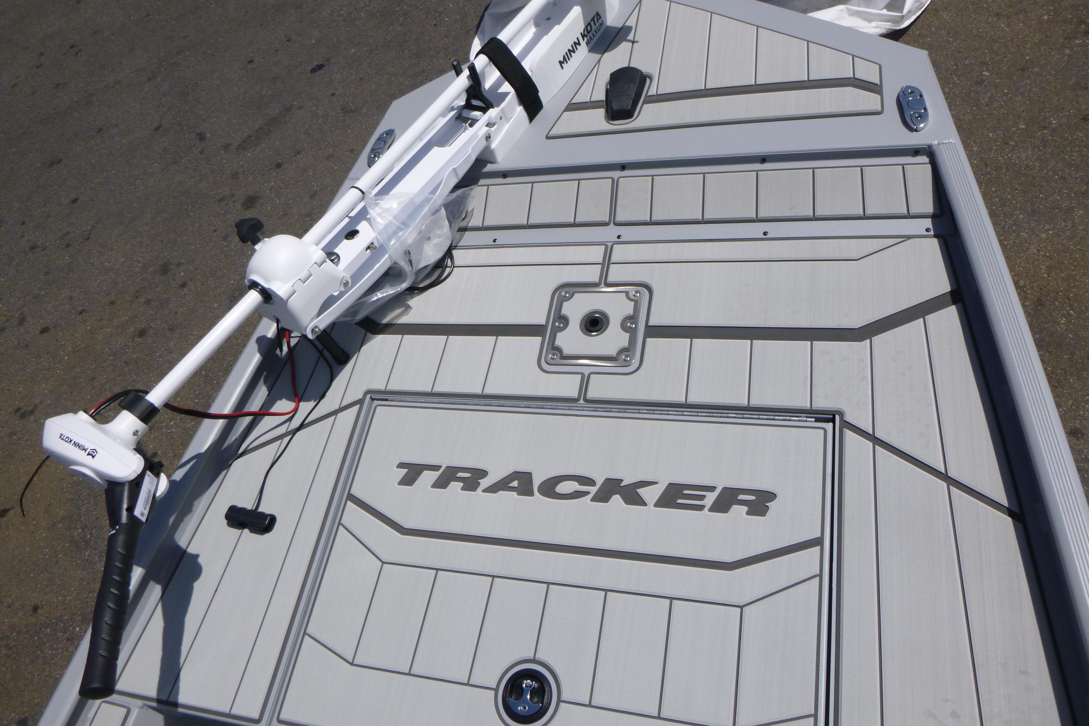 2026 Tracker Bass Tracker Classic CC boat deck with Minn Kota trolling motor.