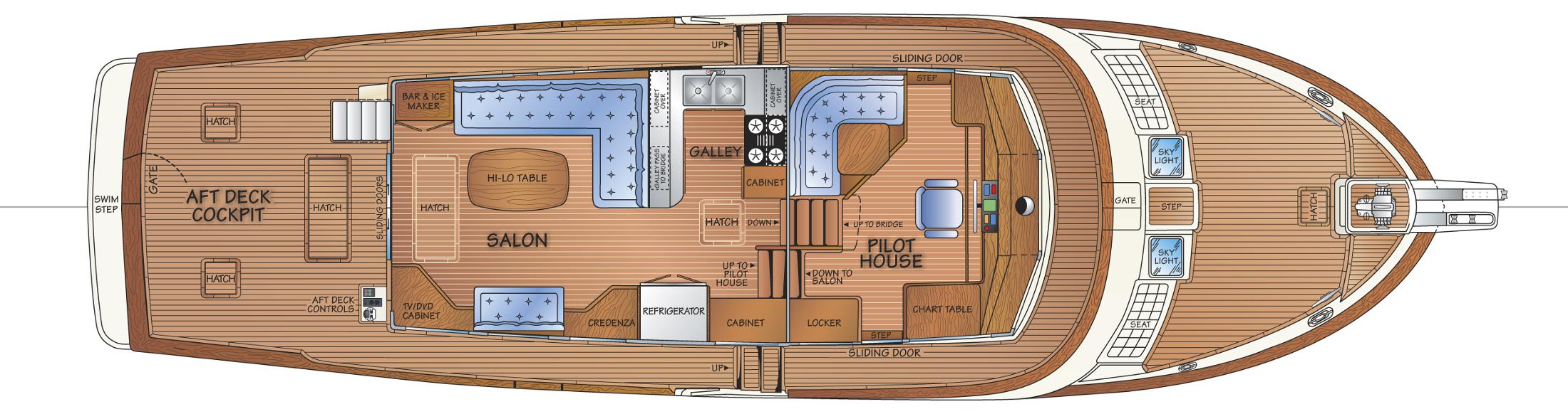 Main Deck - Salon Option w/Stbd Settee / Pilothouse