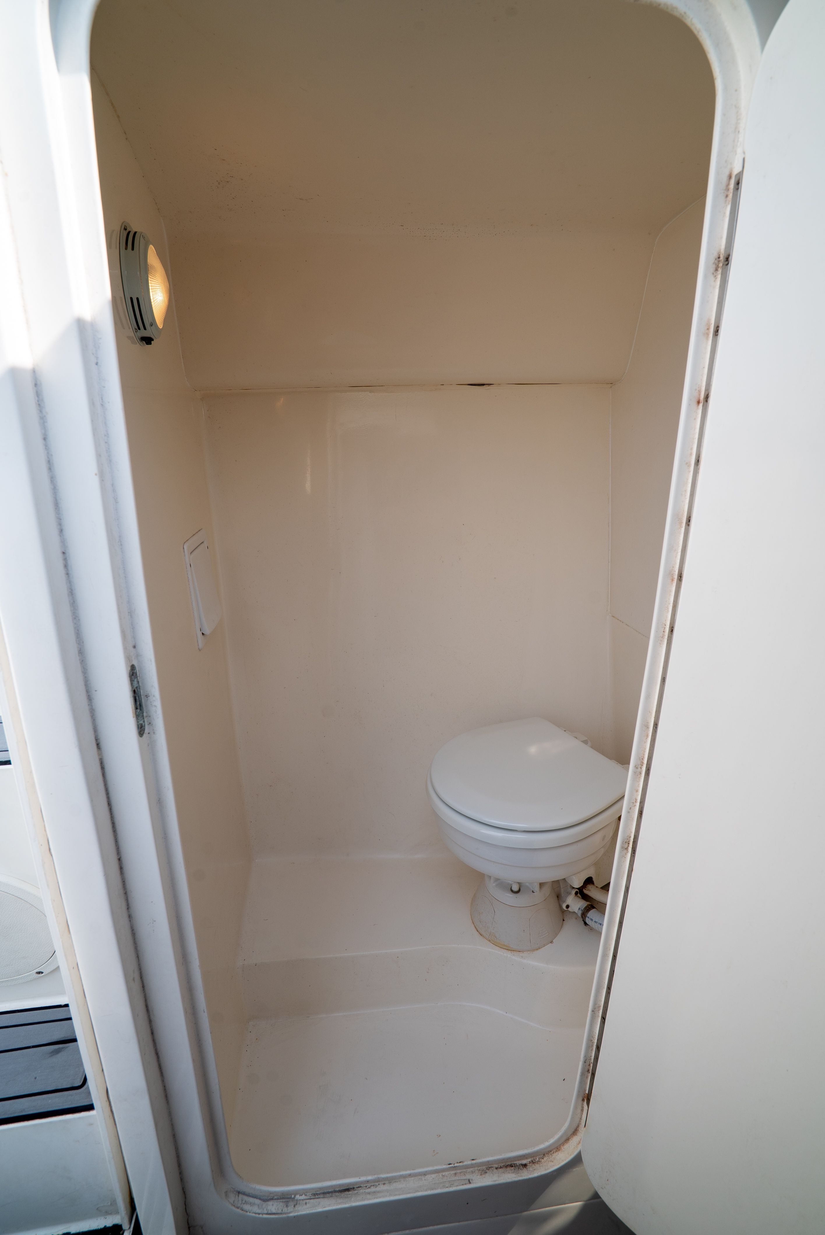 Bathroom in a 2006 Tempest Offshore 40 boat.