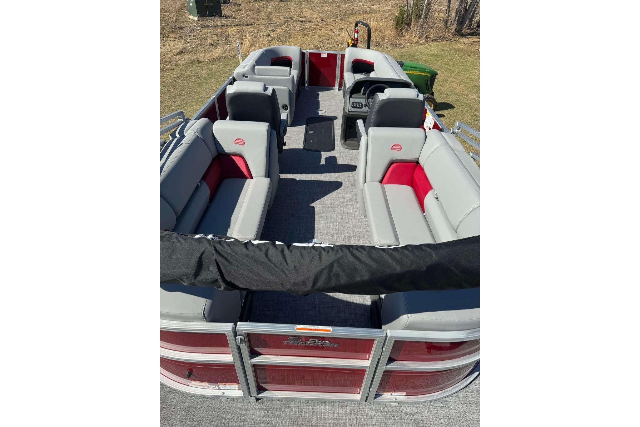 2026 Sun Tracker Party Barge 22 XP3 pontoon boat with spacious seating and modern design.