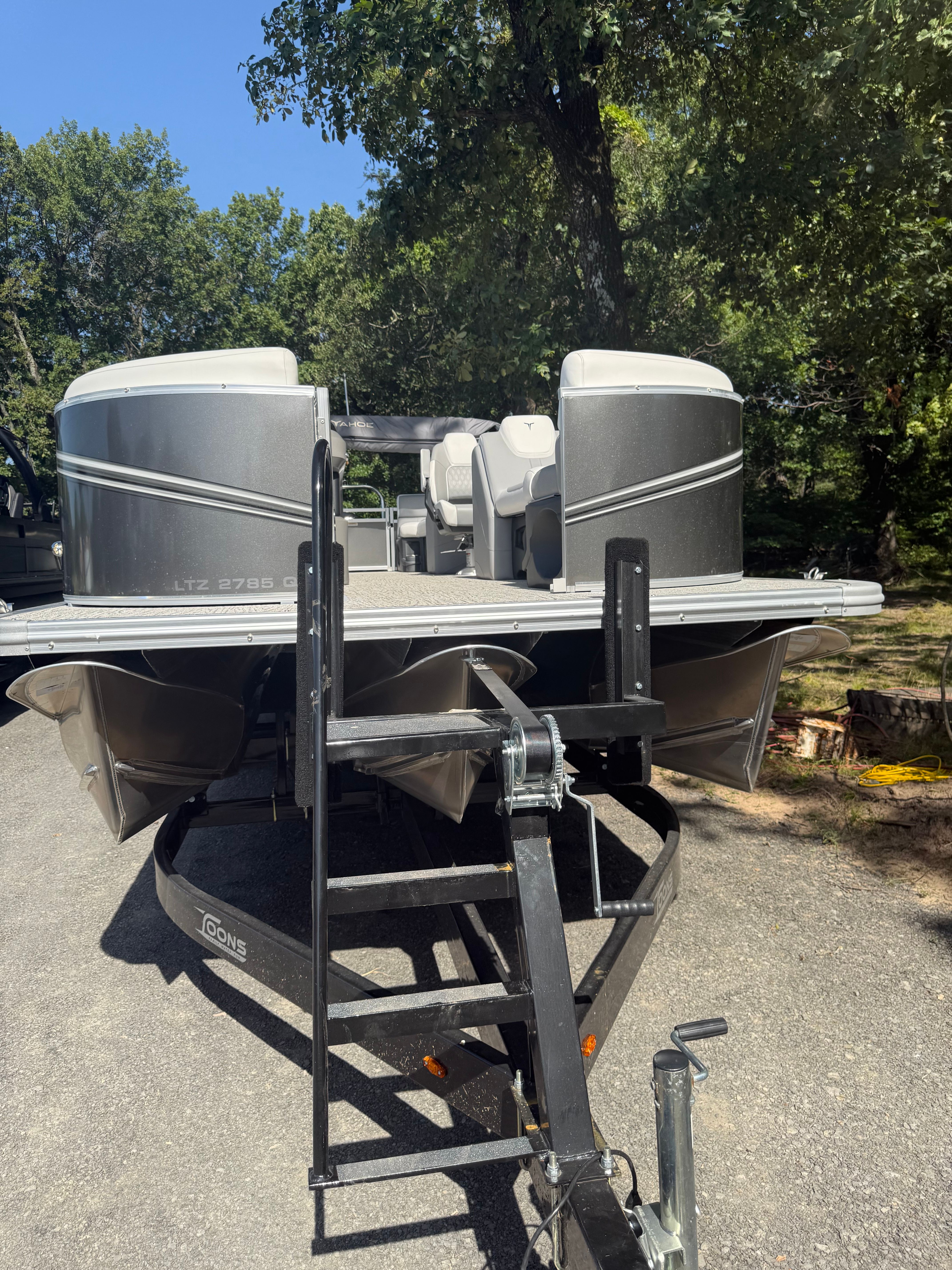 2025 Tahoe LTZ Quad Lounger 2585 on trailer outdoors.