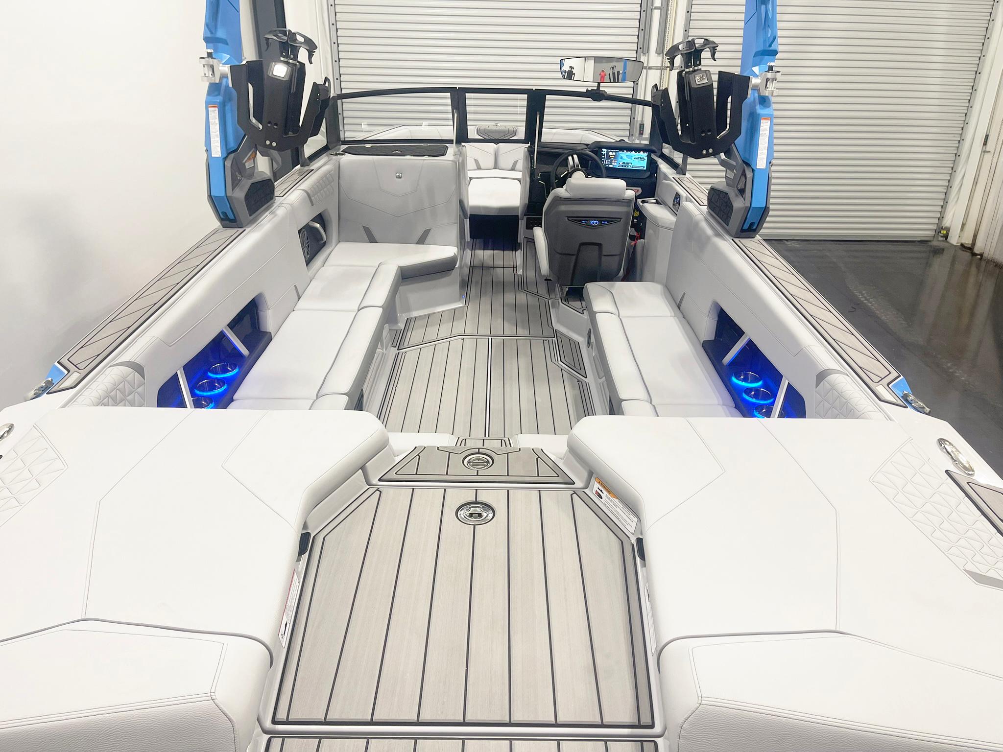 2025 Nautique Super Air Nautique GS24 interior with sleek seating and modern dashboard.
