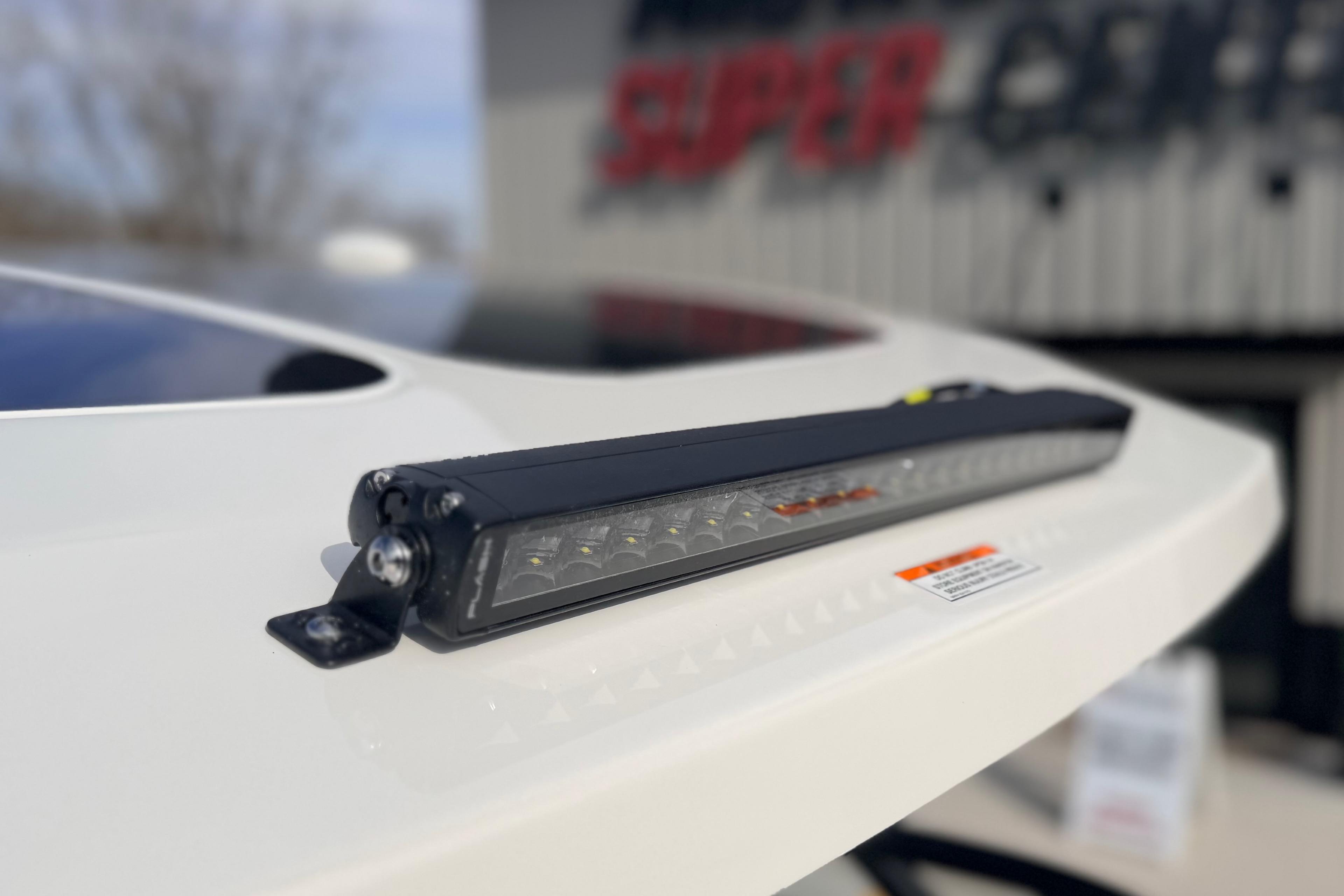 Close-up of a 2026 Navan S30 roof light bar, outdoors.