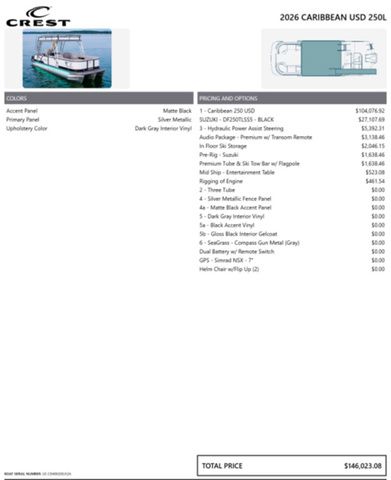 2026 Crest Caribbean 250 Double-Decker Tri-Toon w/250hp, Trai - 4