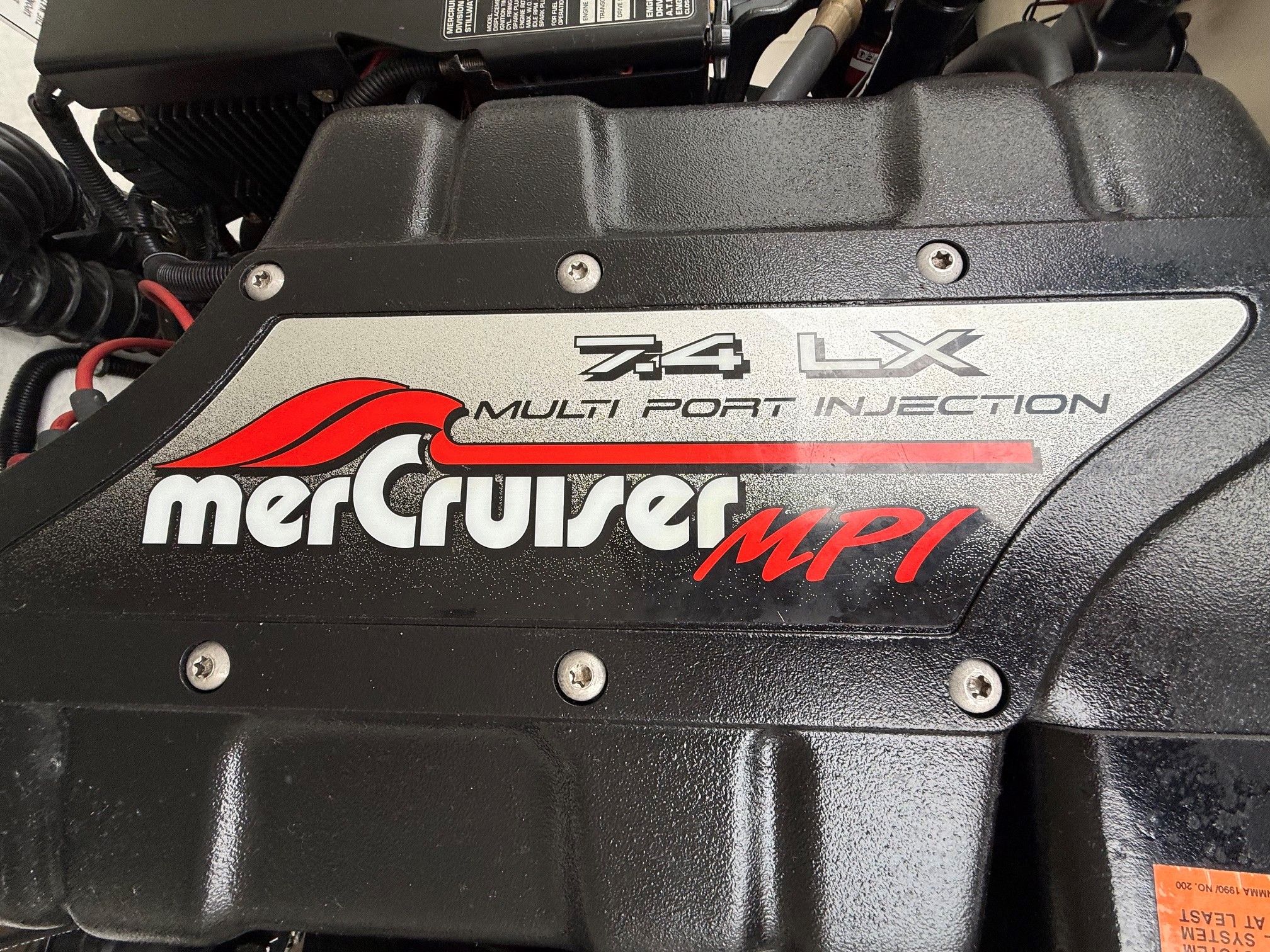 MerCruiser 7.4 LX MPI engine cover, multi-port injection.