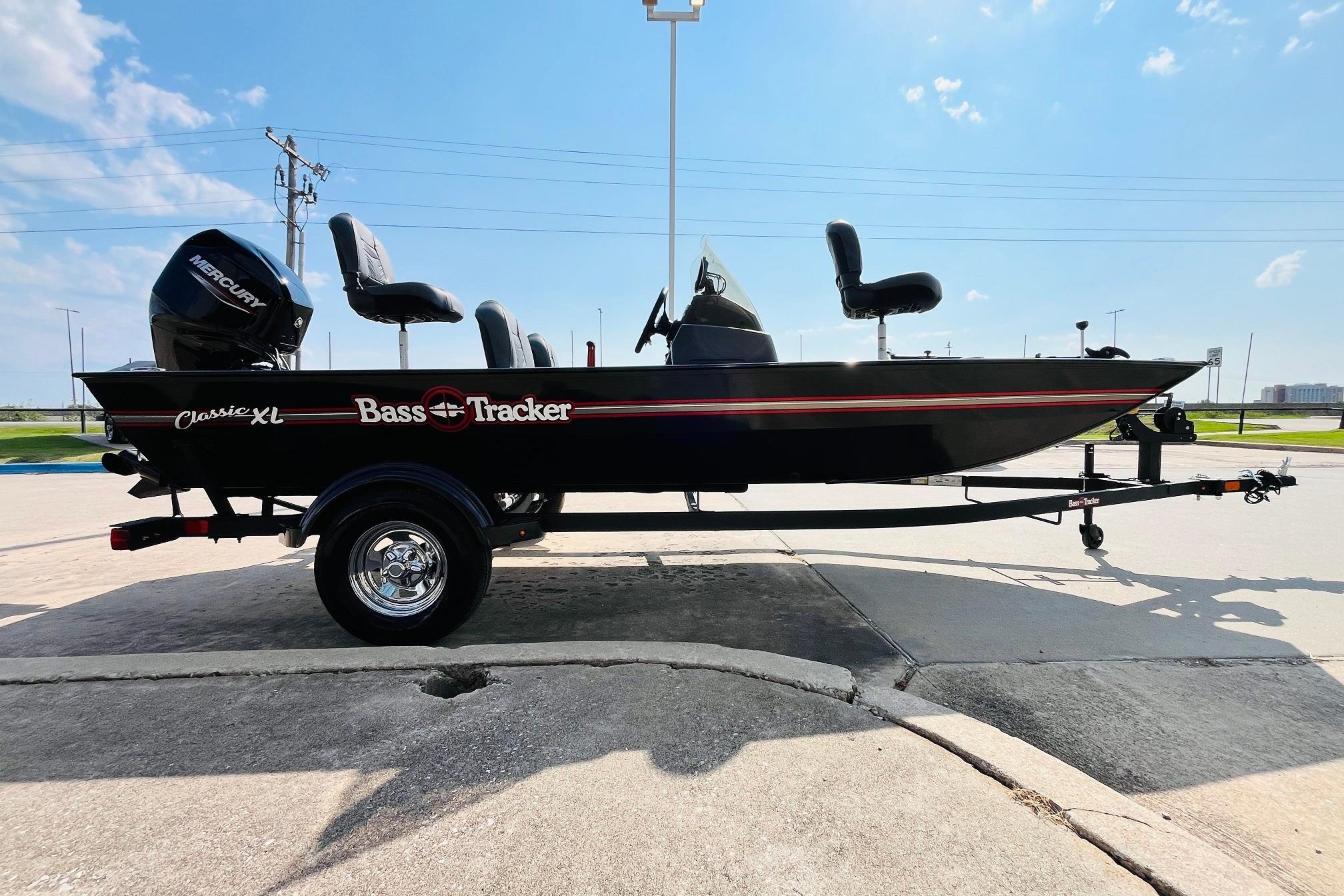 2026 Tracker Bass Tracker Classic XL boat on trailer, outdoor display.