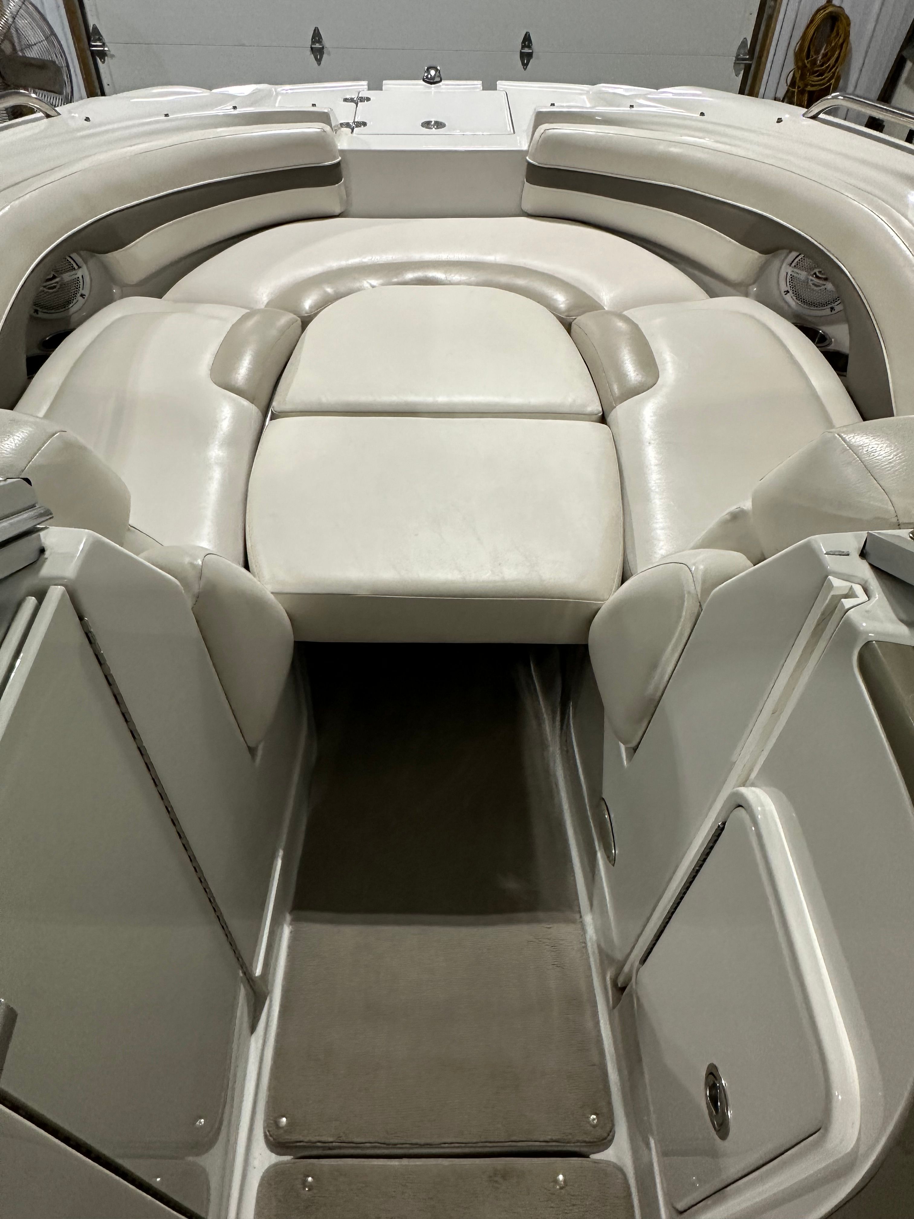 Interior of a 2007 Crownline 252 EX boat with beige upholstery.
