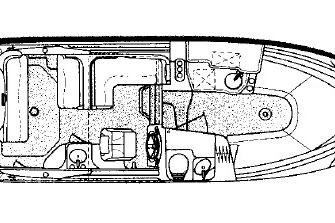 Top view layout of a 2001 Sea Ray Sundancer 260 boat interior design.