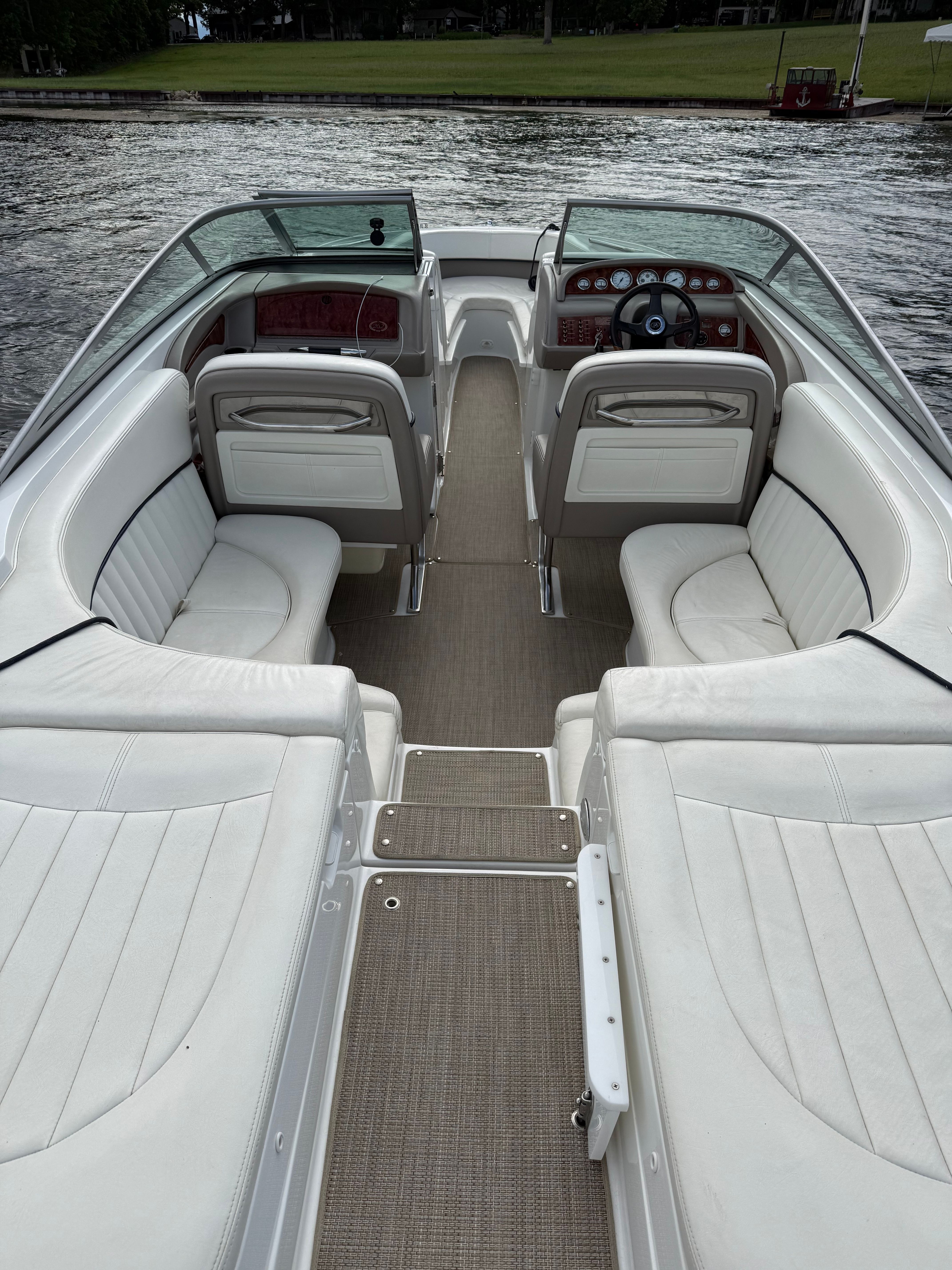 Interior view of a 2003 Cobalt 262 boat on water.