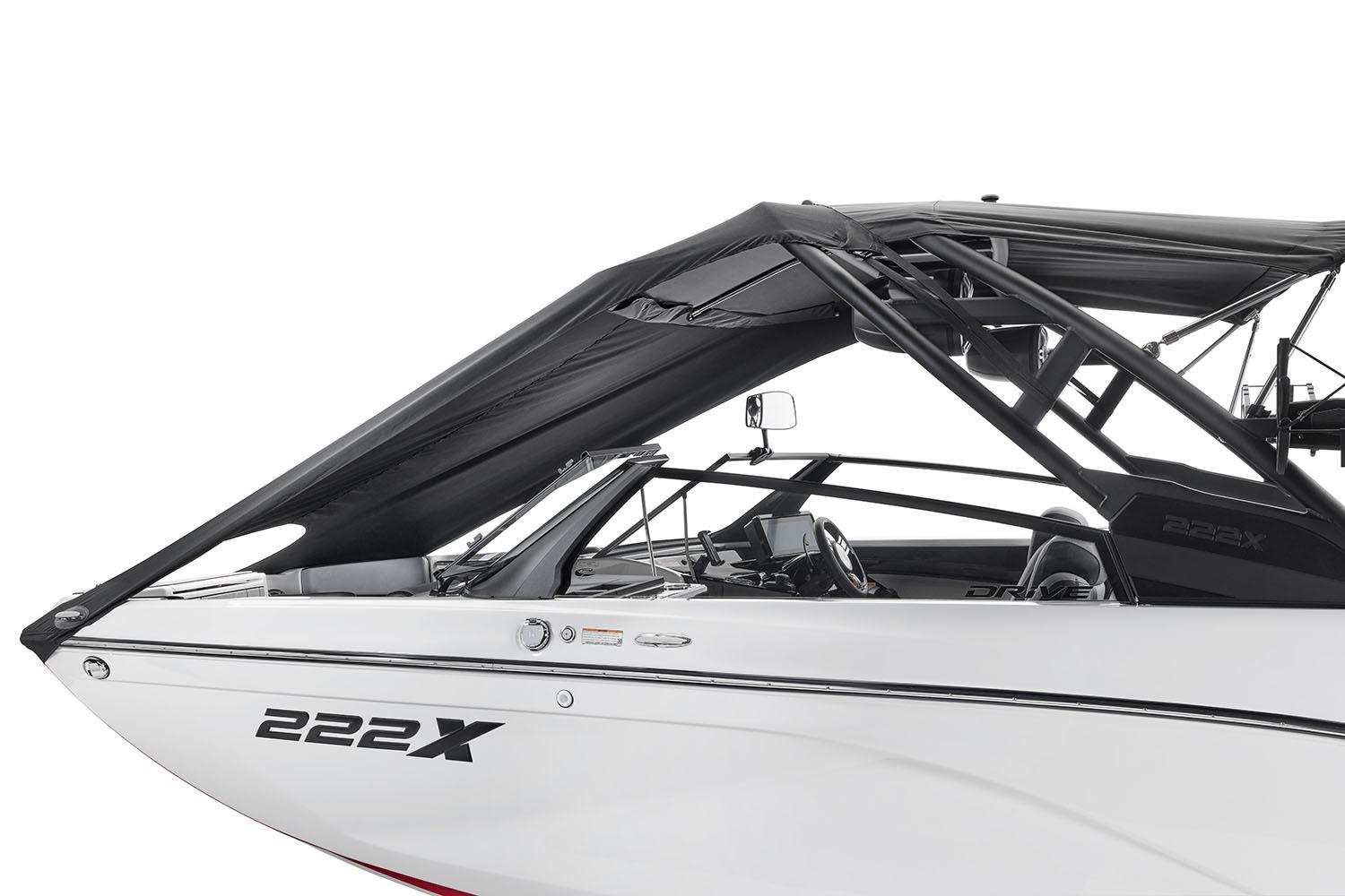 Manufacturer Provided Image: 2026 Yamaha Boats 222XD, sleek design with black canopy and modern dashboard.