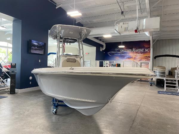 2024 Key West 250 Bay Reef boat displayed at Anglers Marine NC showroom.