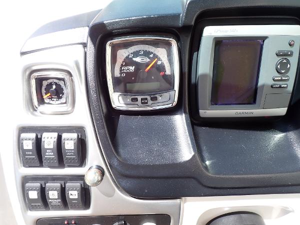 Dashboard of 2011 Chaparral 287 SSX with gauges and Garmin GPS.