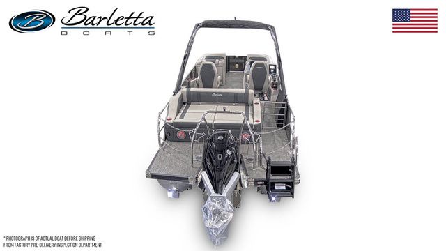 2026 Barletta Corsa 23UCA boat, rear view, featuring sleek design and modern seating.